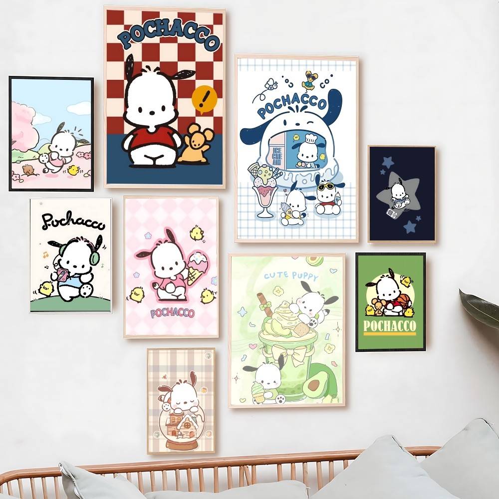 Resin Art Wallpaper - ポチャッコ ダイヤモンドペイントキット サンリオのキャラクター犬の絵、DIYで手作りできるアート作品、お部屋の壁飾り、ギフトに最適。