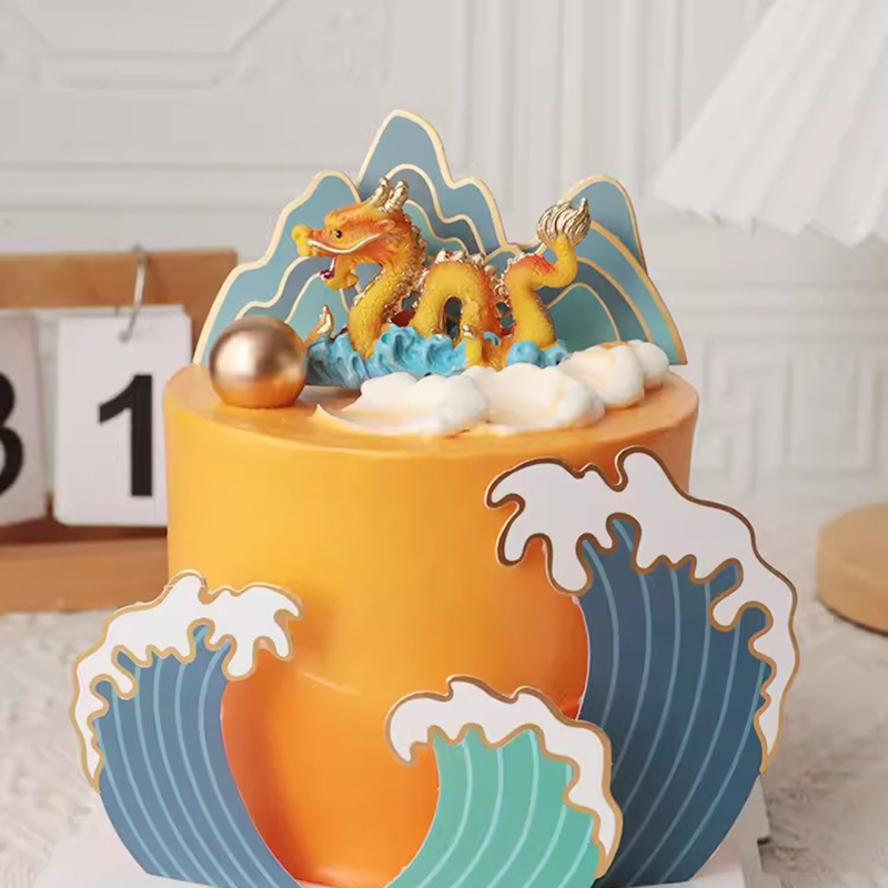 中国風のハッピーバースデーケーキトッパー、ドラゴンとフェニッ - Resin Art Alphabet のレビューと価格