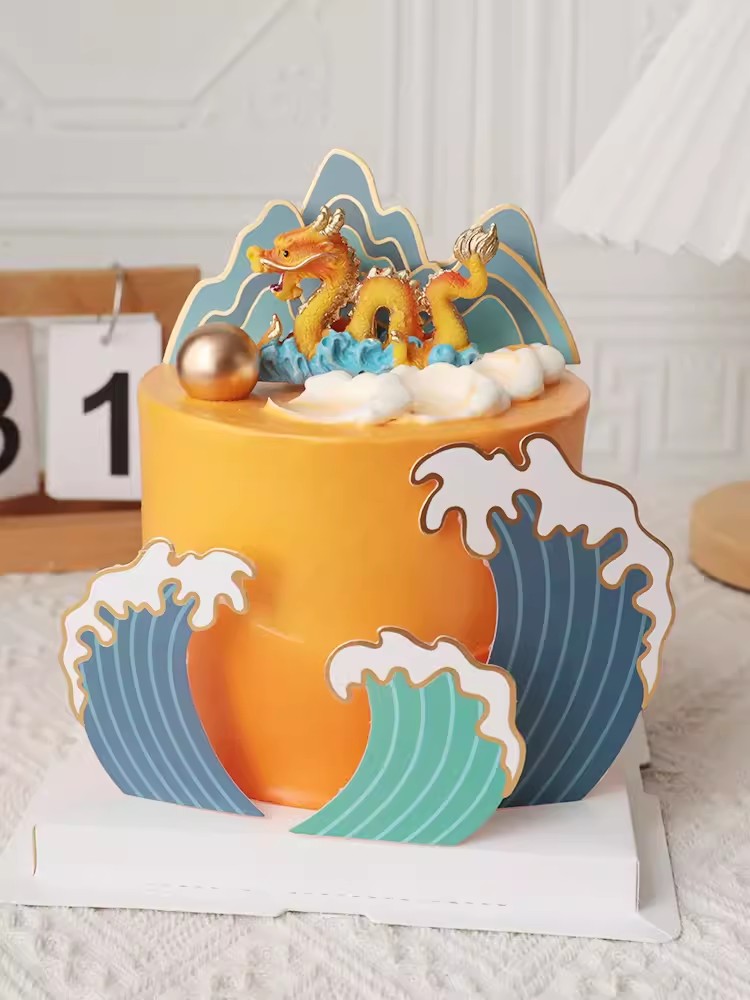 中国風のハッピーバースデーケーキトッパー、ドラゴンとフェニッ - Resin Art Alphabet のレビューと価格
