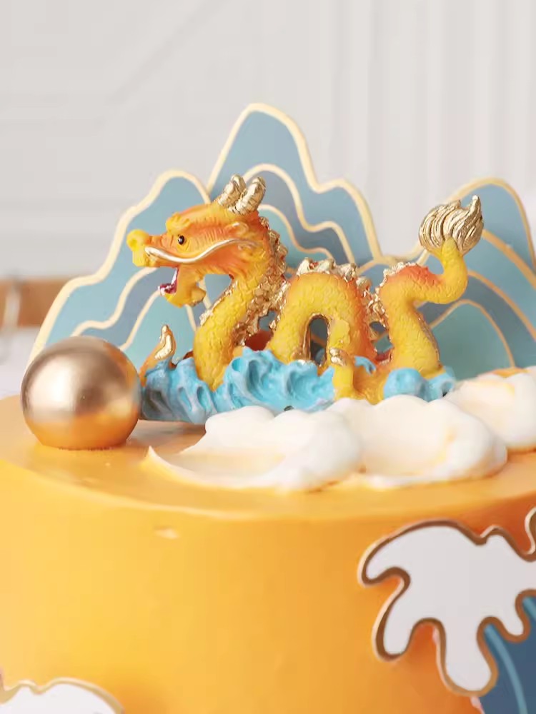 中国風のハッピーバースデーケーキトッパー、ドラゴンとフェニッ - Resin Art Alphabet のレビューと価格