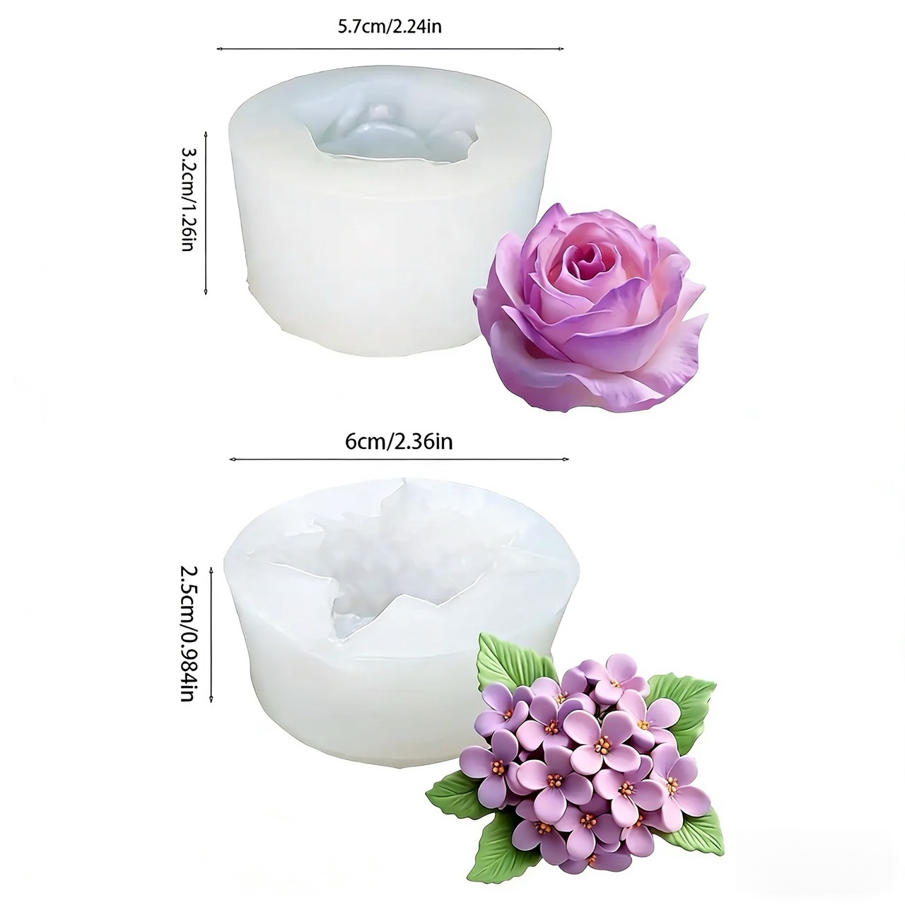 2個入りの3Dバラとライラックのシリコン型。レジンやキャンド - Resin Art Wedding Gift のレビューと価格