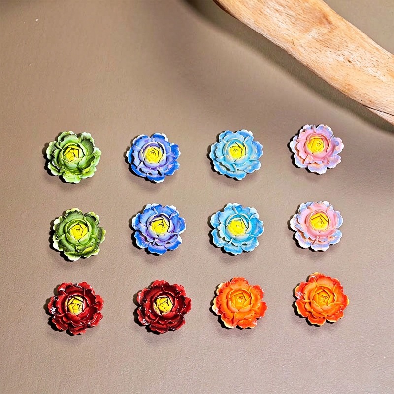 50個入り、アソートカラーの3Dレジン製バラ型フラットバック - Resin Art Rose のレビューと価格