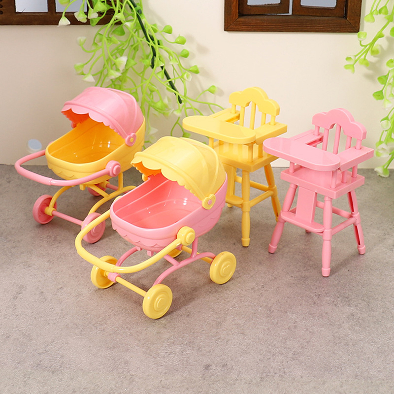 ミニベビーカー1セット、人形用おもちゃ、子供用ダイニングテー - Resin Art Baby のレビューと価格
